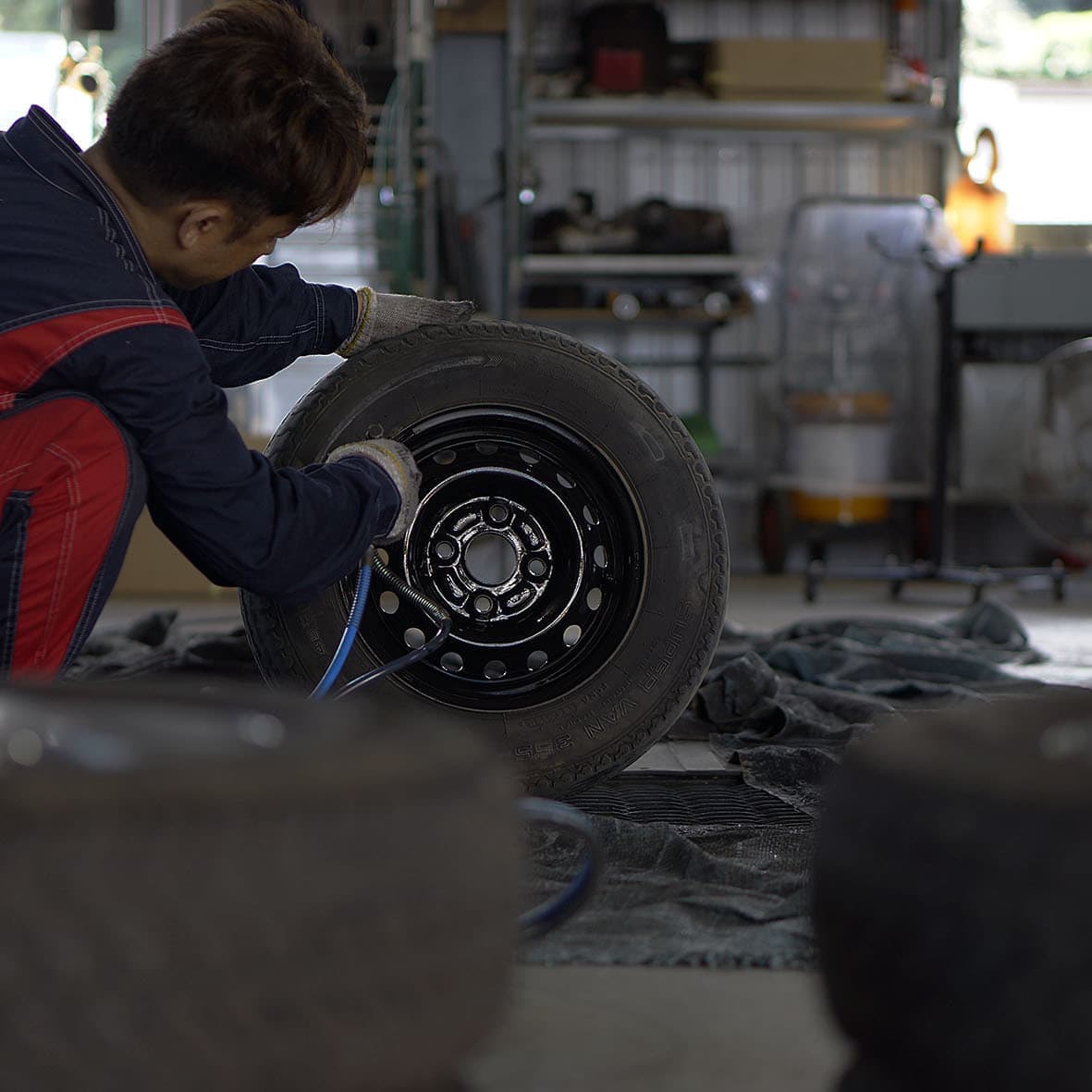 車のタイヤの点検